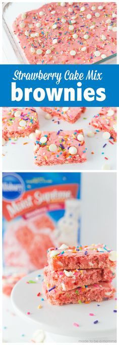 Strawberry Cake Mix Brownies