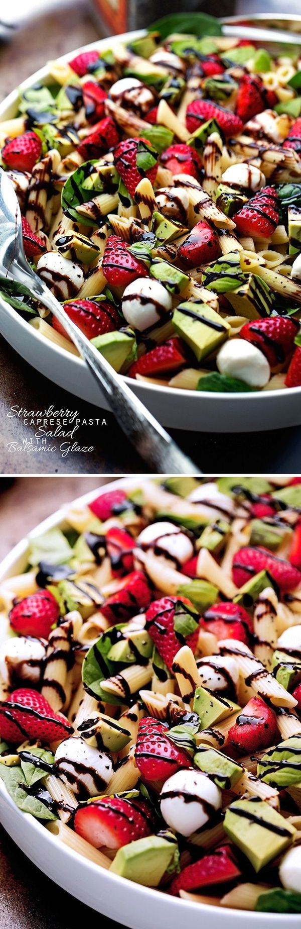 Strawberry Caprese Pasta Salad with Balsamic Glaze