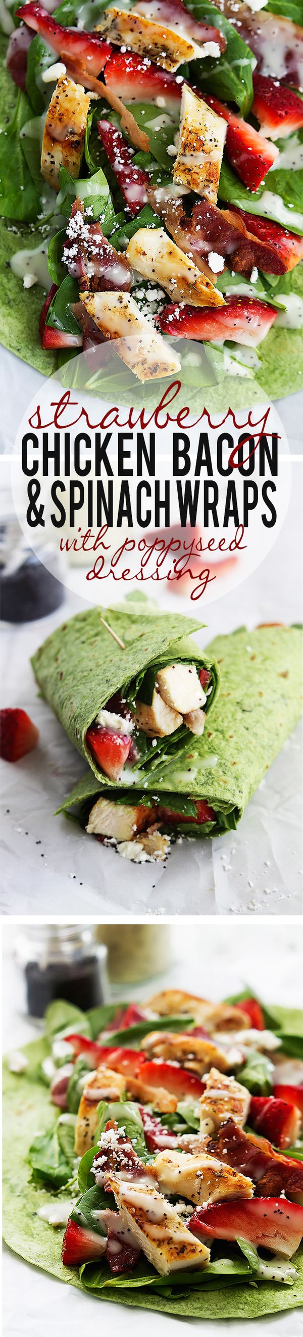 Strawberry Chicken Bacon & Spinach Wraps with Poppyseed Dressing