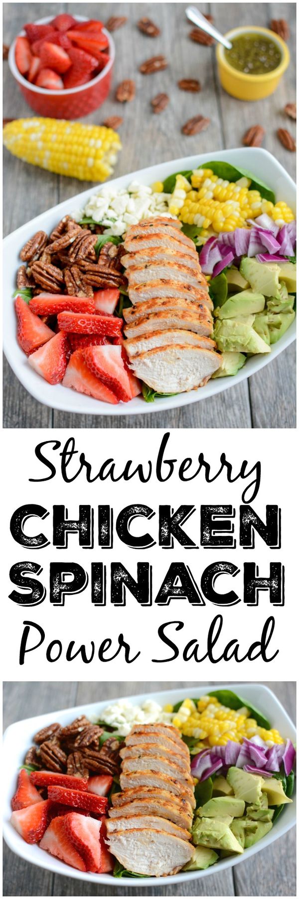 Strawberry Chicken Spinach Power Salad