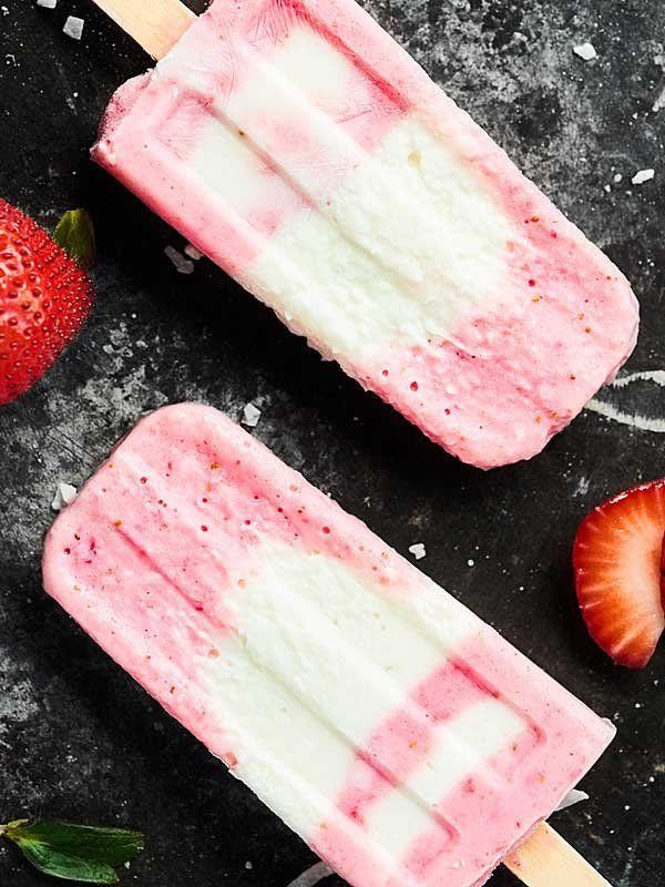 Strawberry Coconut Popsicles