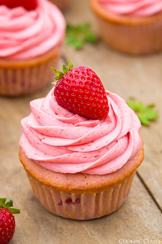 Strawberry Cupcakes with Strawberry Buttercream Frosting