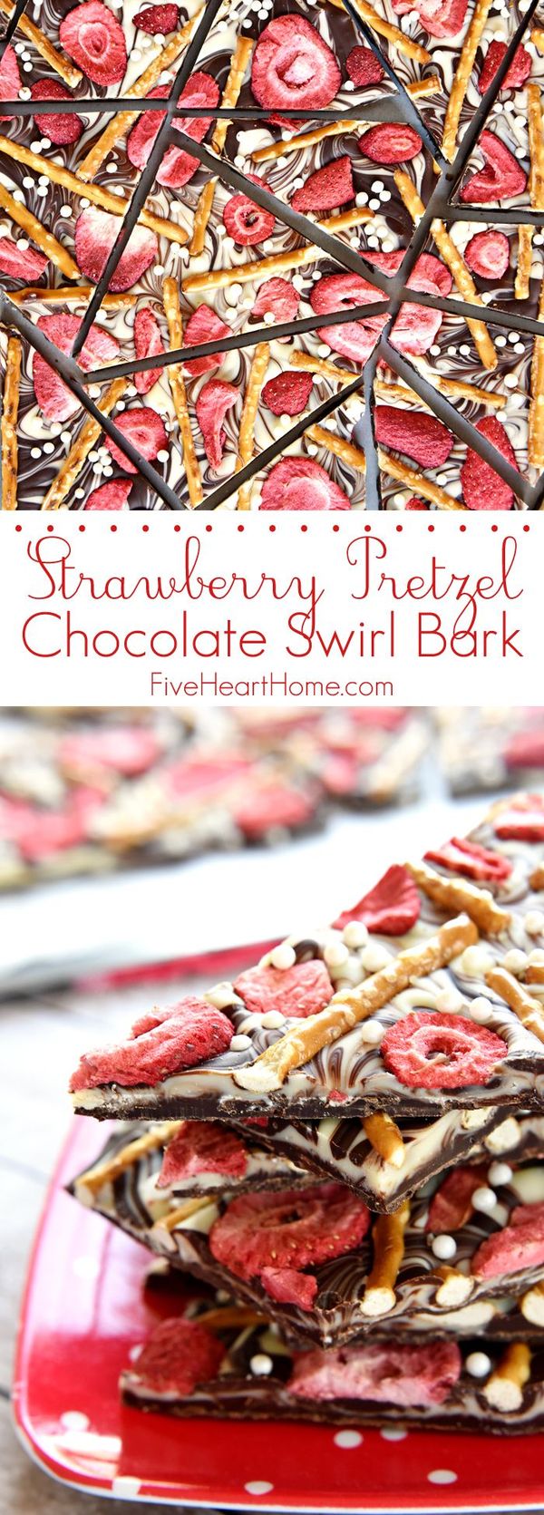 Strawberry Pretzel Chocolate Swirl Bark