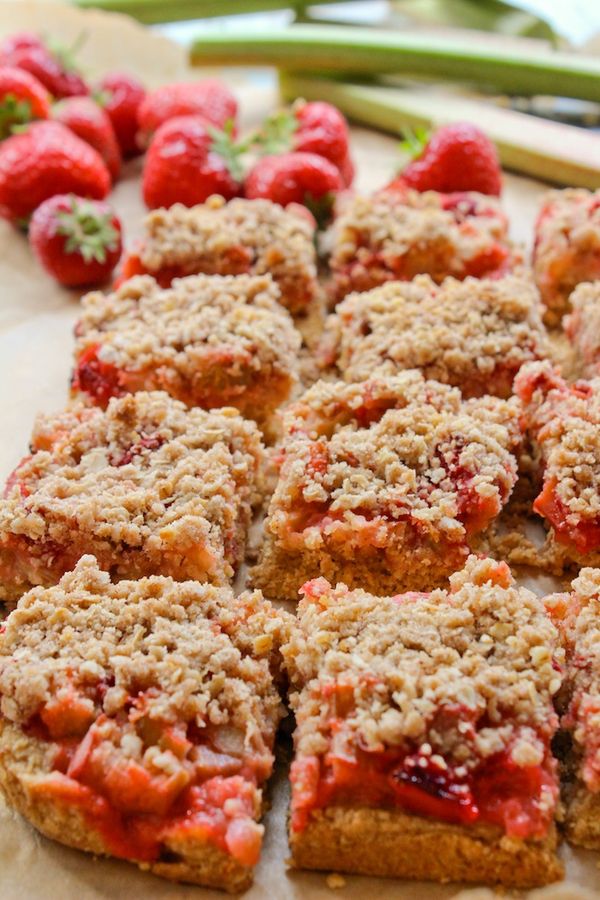 Strawberry Rhubarb Bars (Gluten Free & Vegan