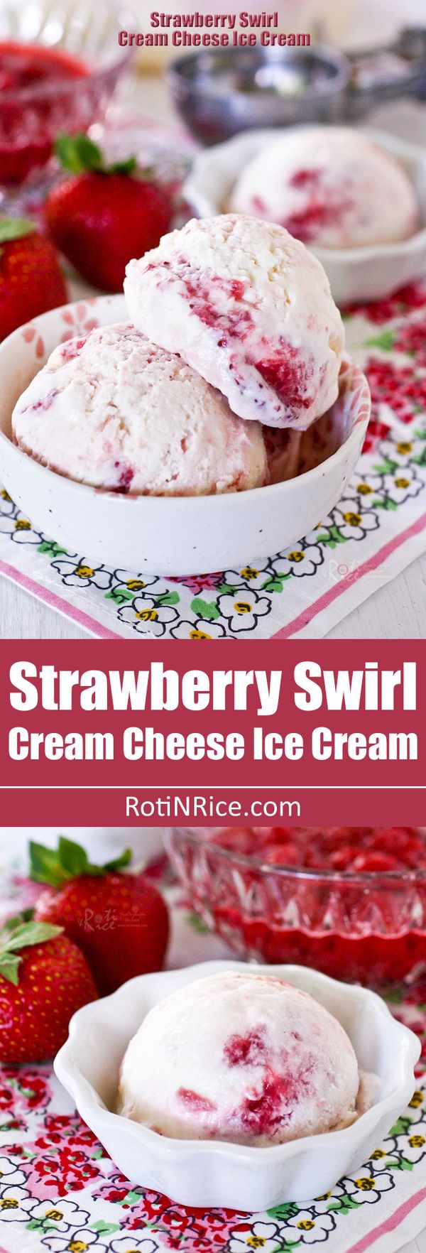 Strawberry Swirl Cream Cheese Ice Cream