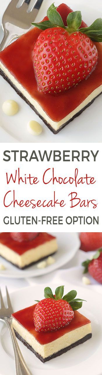 Strawberry White Chocolate Cheesecake Bars (gluten-free, whole grain options