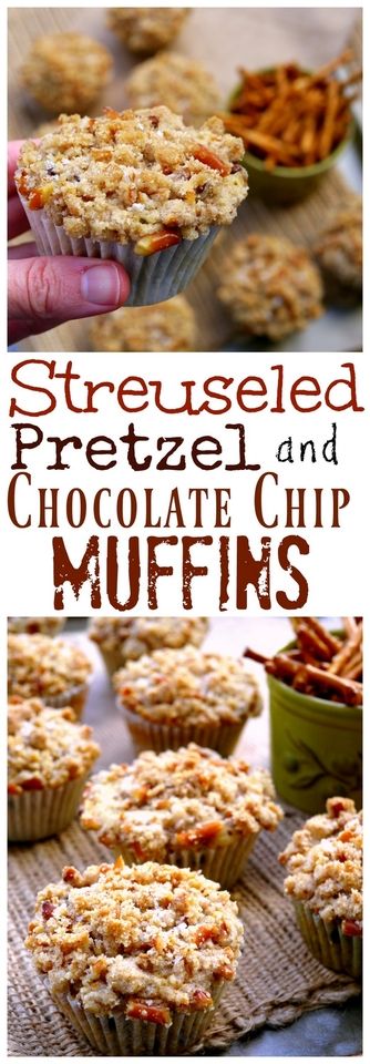 Streuseled Pretzel and Chocolate Chip Buttermilk Muffins