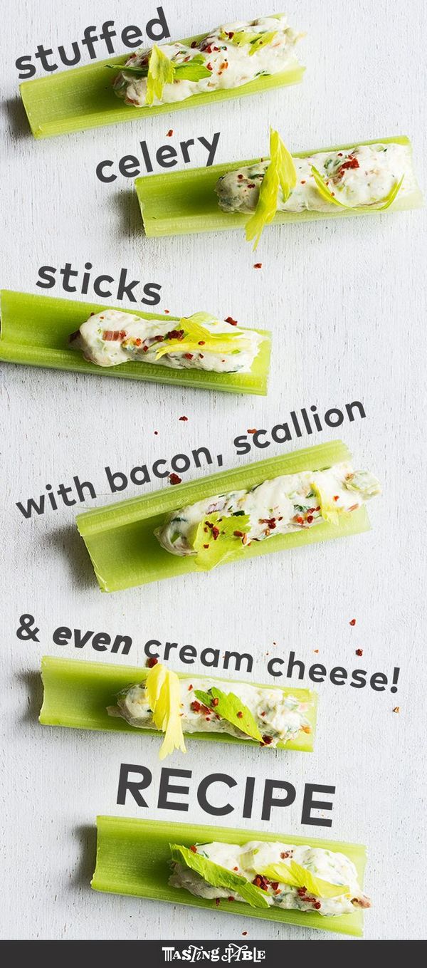 Stuffed Celery Sticks with Bacon and Scallion Cream Cheese