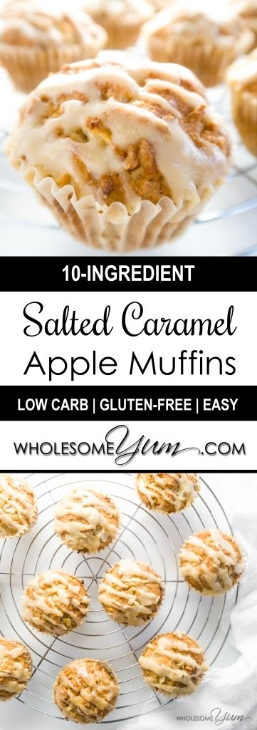 Sugar-free Apple Muffins with Salted Caramel (Low Carb, Gluten-free