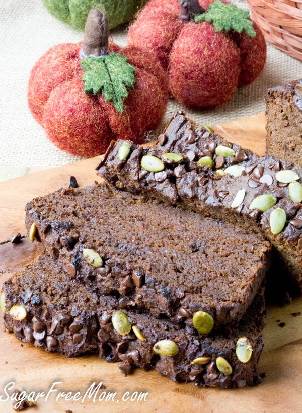 Sugar-Free Low Carb Chocolate Pumpkin Bread (Nut Free