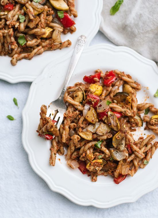 Sun-Dried Tomato Pesto Pasta with Roasted Vegetables