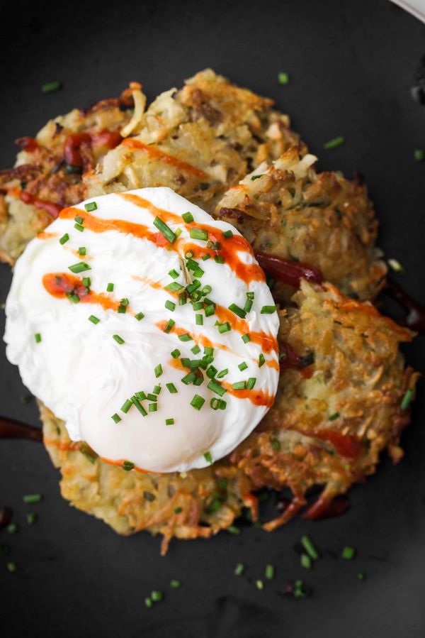 Sunchoke Latkes with Poached Eggs