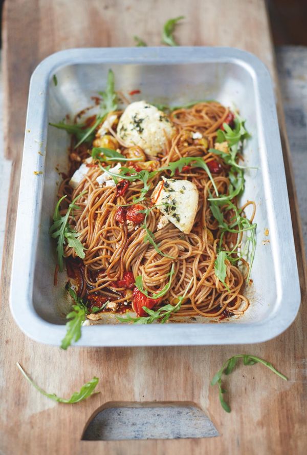 Superfood Spaghetti Vine Tomatoes and Baked Ricotta