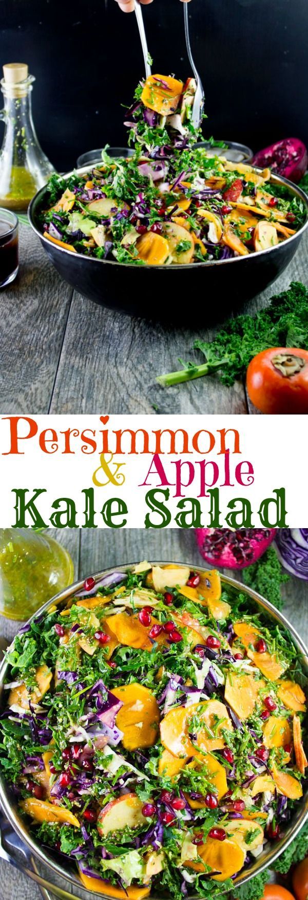 Sweet Persimmon Apple Kale Salad