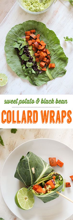 Sweet Potato Black Bean Collard Wraps