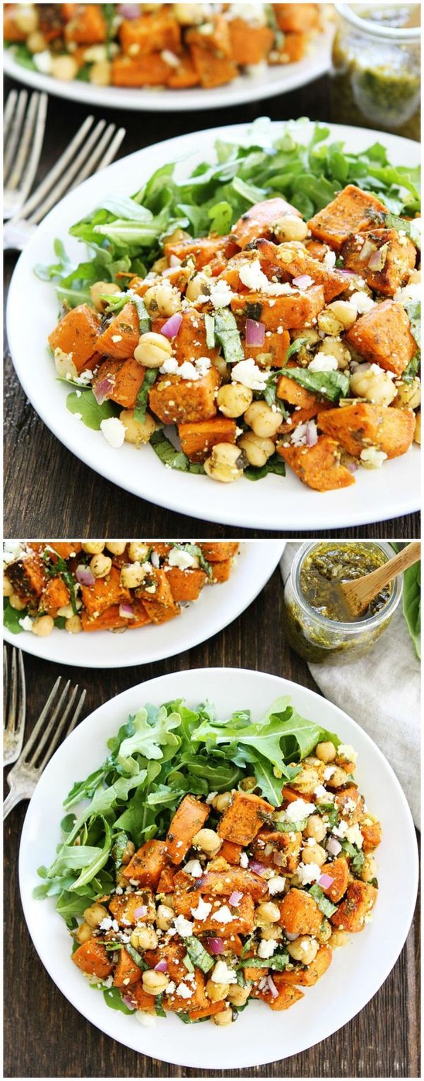 Sweet Potato Chickpea Salad with Pesto