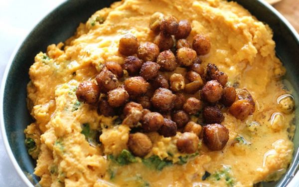 Sweet Potato Hummus With Roasted Chickpeas [Vegan, Gluten-Free]