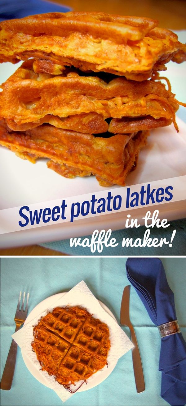Sweet potato latkes - in the waffle-maker