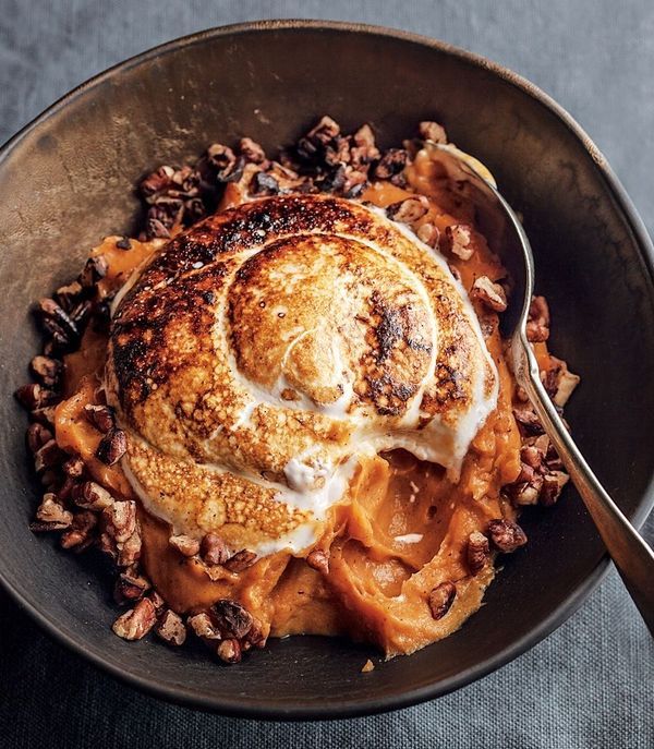 Sweet Potato Puree with Marshmallow and Pecans