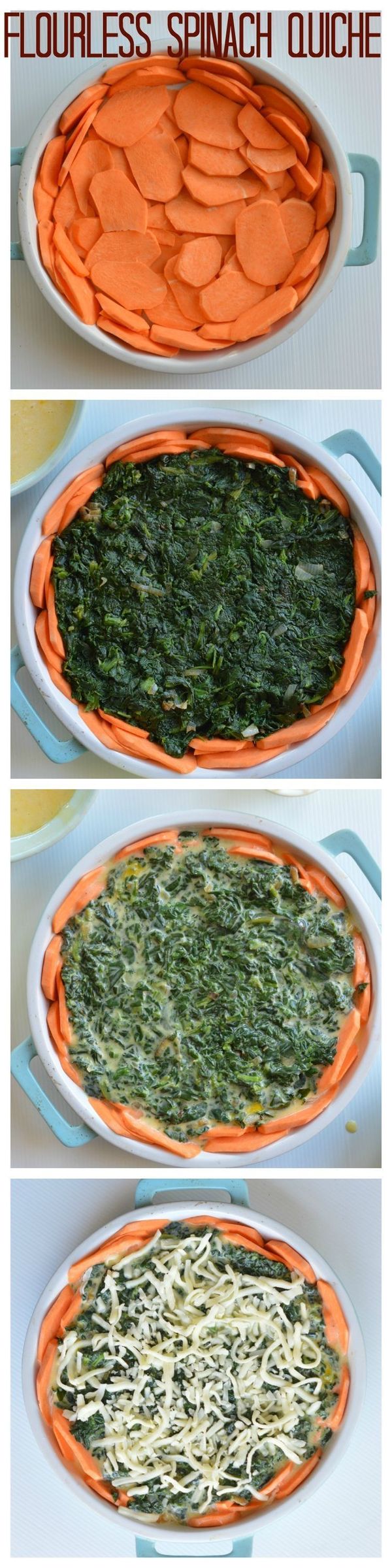 Sweet potatoes crusted spinach quiche