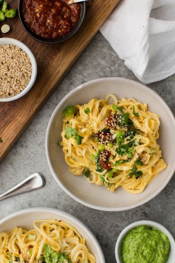 Tahini Butternut Squash Noodle Bowl with Spinach