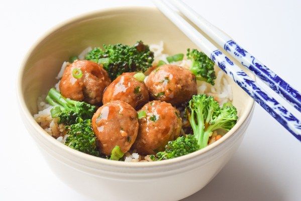 Teriyaki Meatball Broccoli Bowls