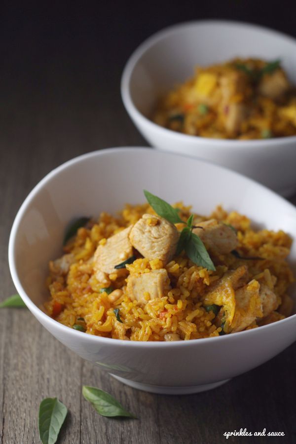 Thai Red Curry Fried Rice with Chicken