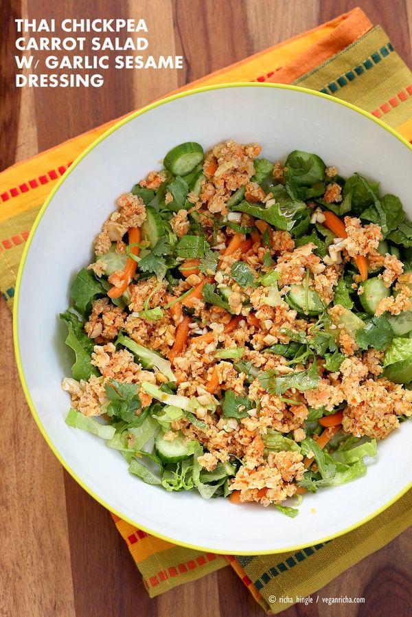 Thai Salad with Chickpea Carrot Crumble & Garlic Soy Dressing