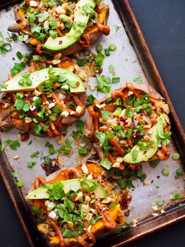 Thai Tempeh Stuffed Sweet Potatoes