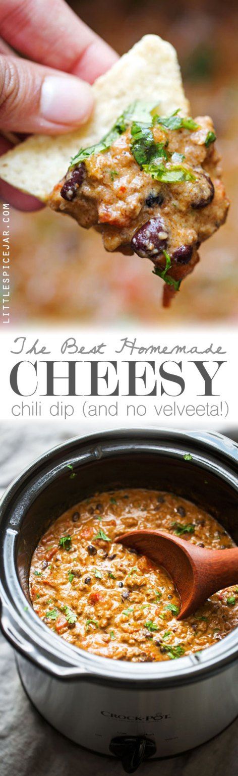 The BEST Cheesy Chili Dip (and No Valveeta!