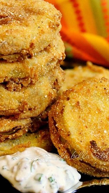 The BEST Fried Green Tomatoes with Garlic and Buttermilk Sauce