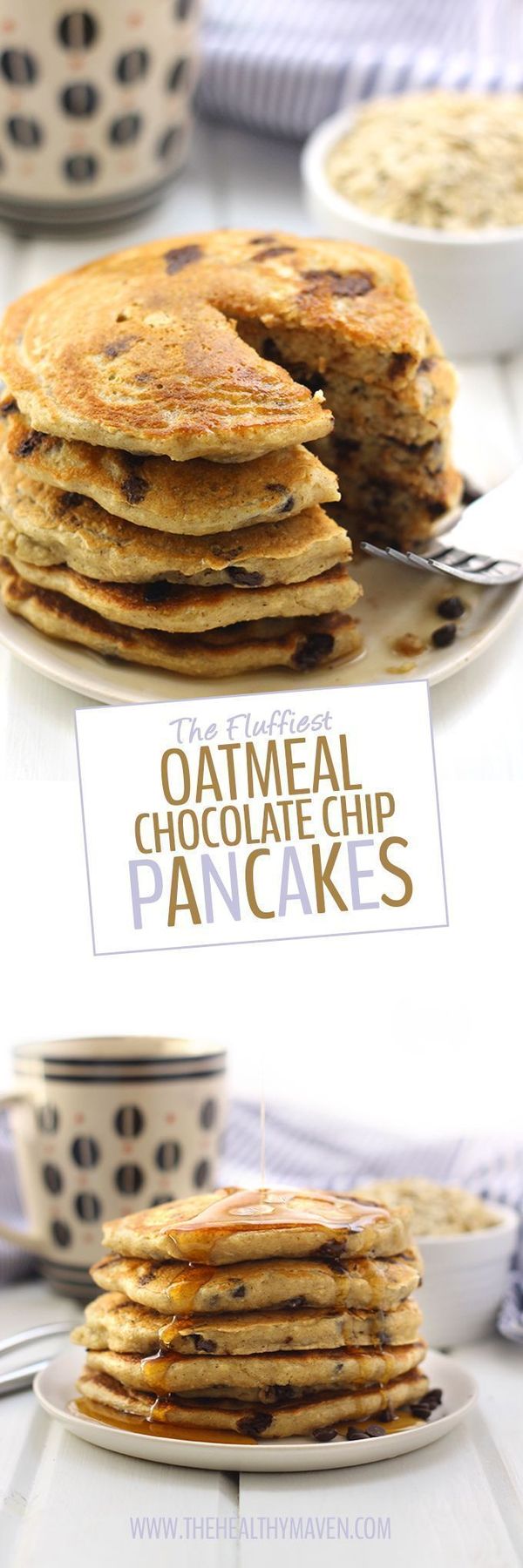 The Fluffiest Oatmeal Chocolate Chip Pancakes