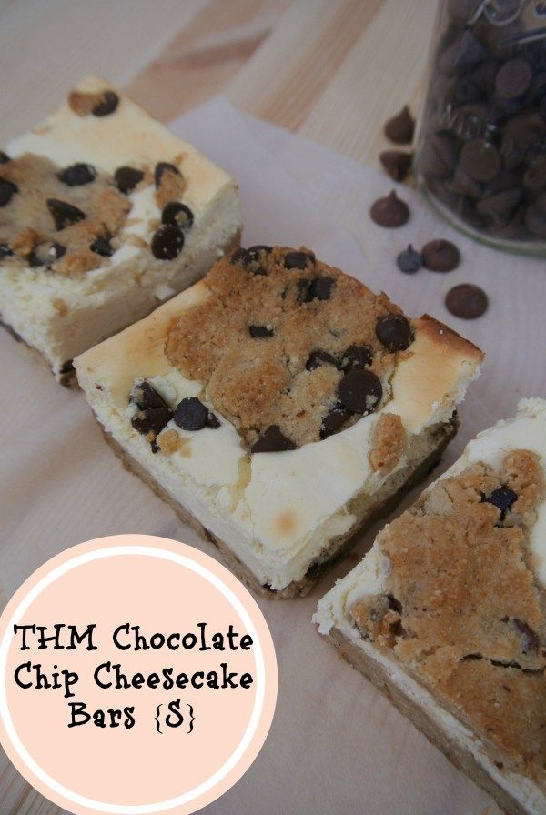 THM (S Chocolate Chip Cookie Cheesecake Bars (Sugar-Free, Grain-Free + Low-Carb