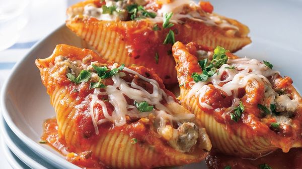 Three-Cheese Beef Pasta Shells