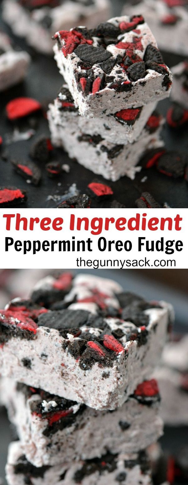 Three Ingredient Peppermint Oreo Fudge