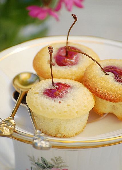 Tiny Cherry and Almond Tea Cakes