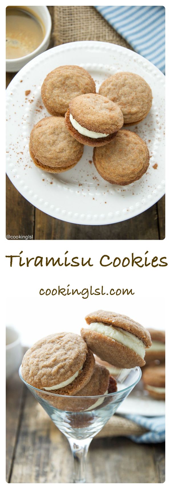 Tiramisu Cookies With Mascarpone Cream Filling