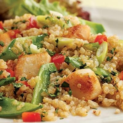 Toasted Quinoa Salad with Scallops & Snow Peas