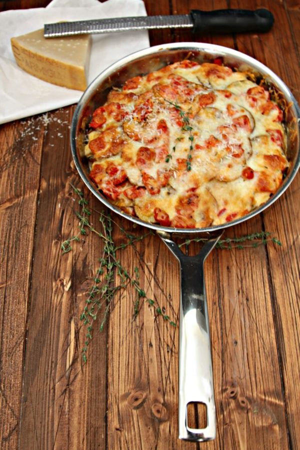 Tomato Potato and Leek Gratin