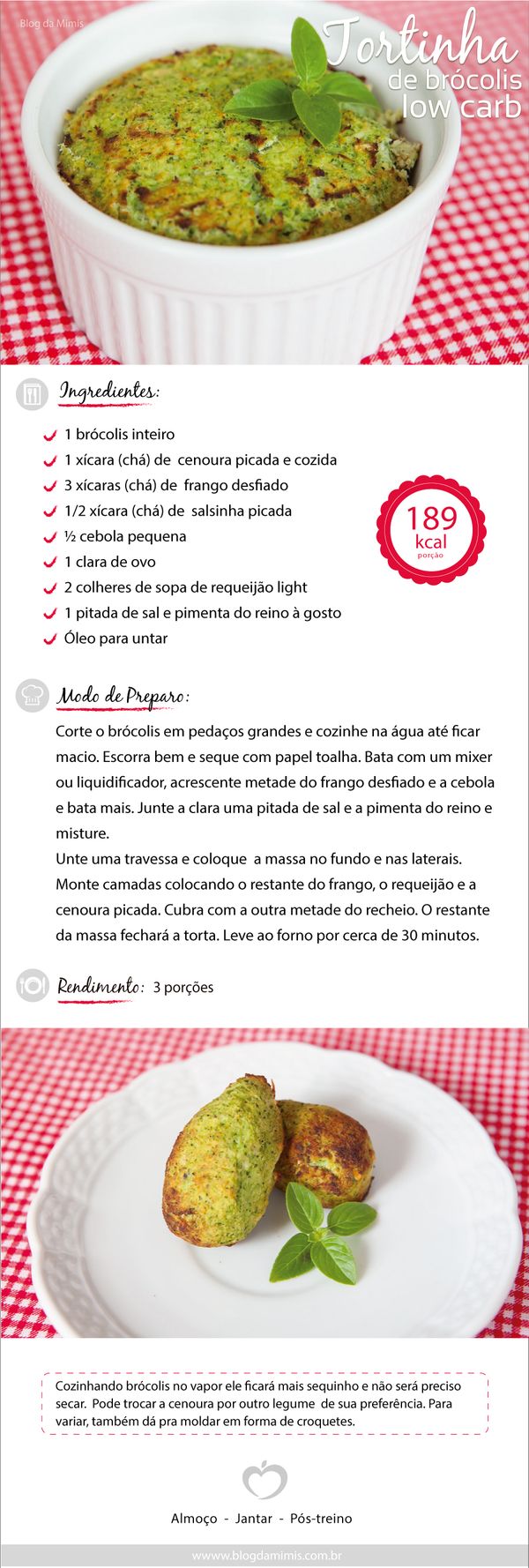 Tortinha de brócolis low carb