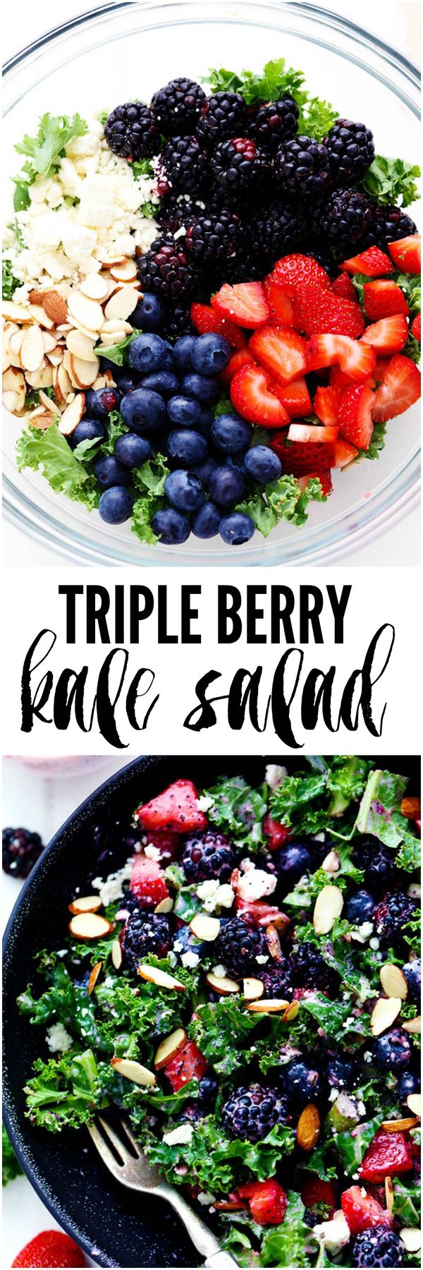 Triple Berry Kale Salad with Creamy Strawberry Poppyseed Dressing