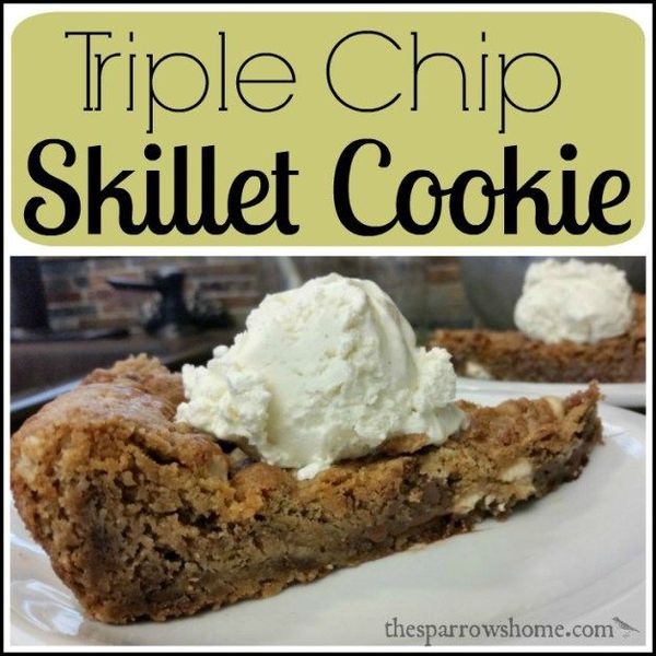 Triple Chip Skillet Cookie