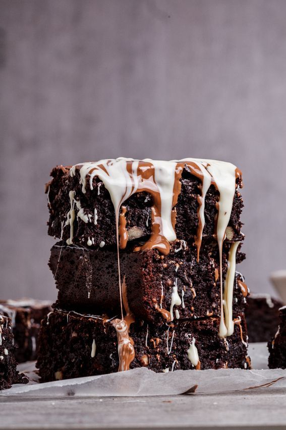 Triple chocolate coconut brownies