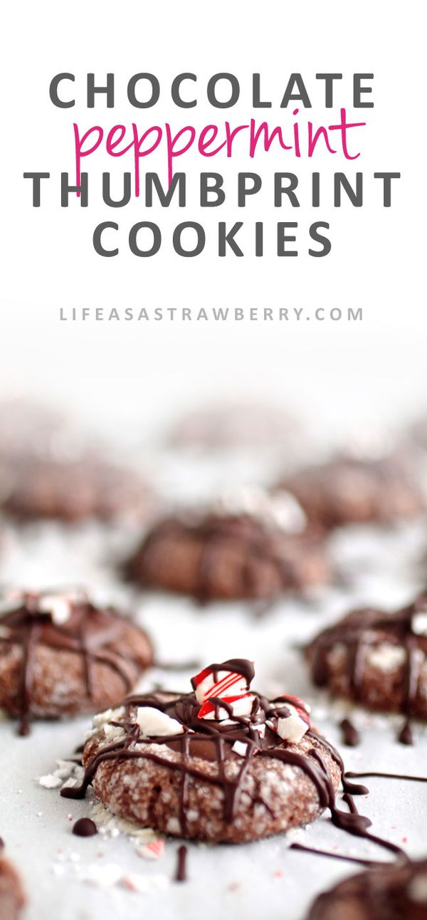 Triple Chocolate Peppermint Thumbprint Cookies