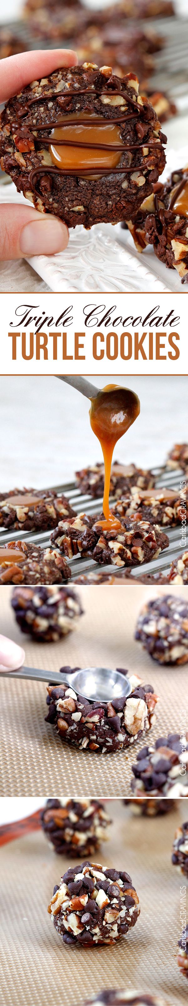 Triple Chocolate Turtle Cookies