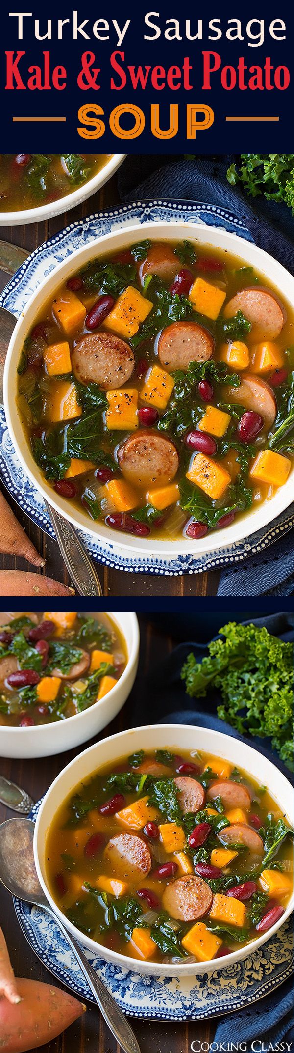 Turkey Sausage, Kale and Sweet Potato Soup