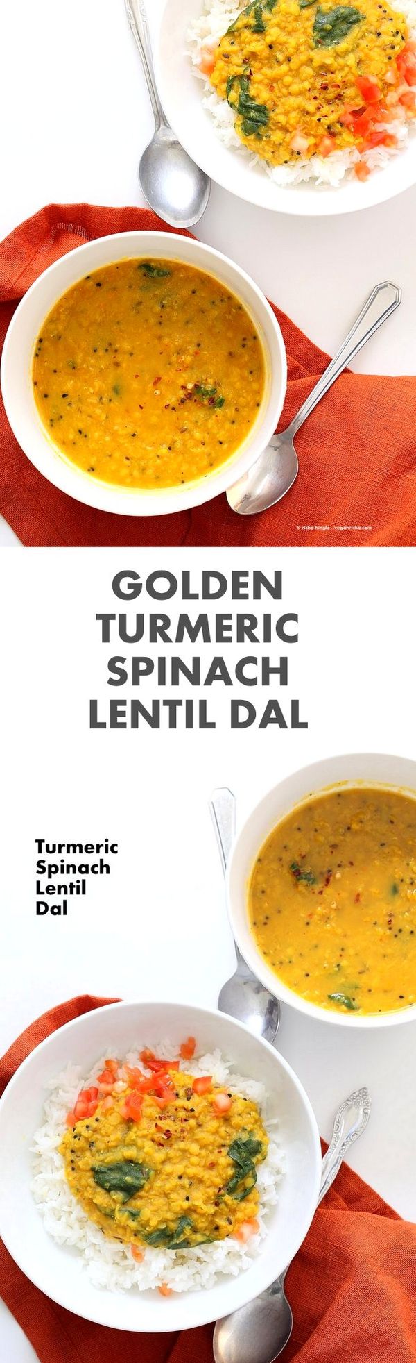 Turmeric Spinach Lentil Dal - Red Lentil Soup