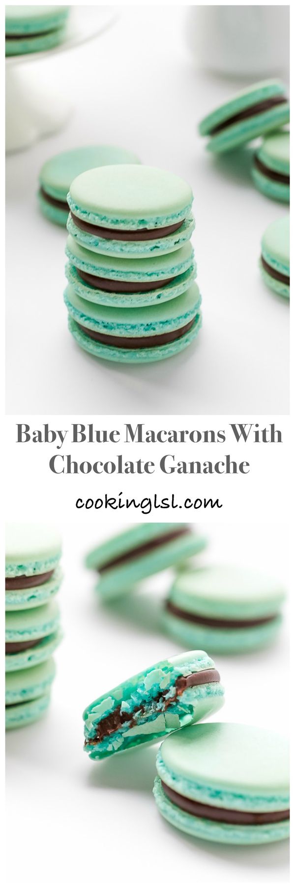 Turquoise French Macarons With Chocolate Ganache