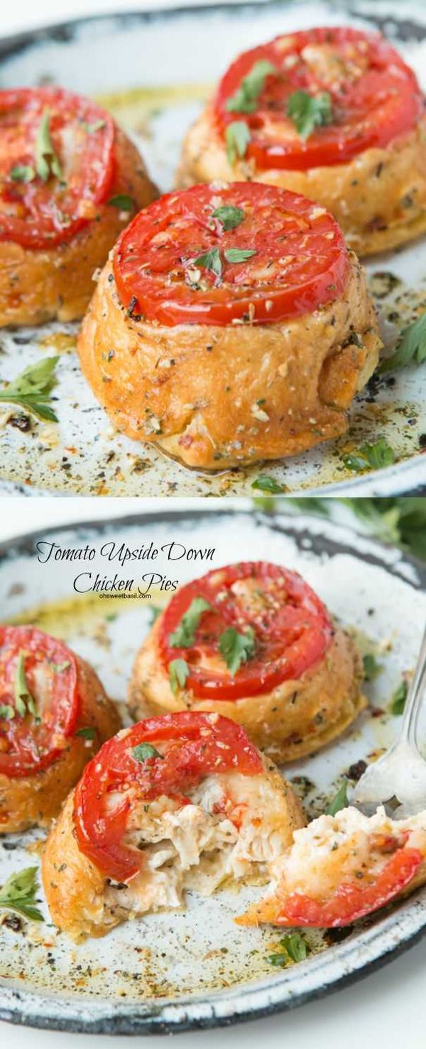 Tuscan Tomato Upside Down Chicken Pies