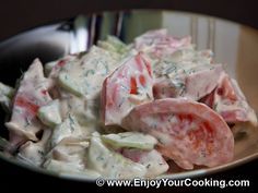 Ukrainian Tomato and Cucumber Salad with Sour Cream Dressing